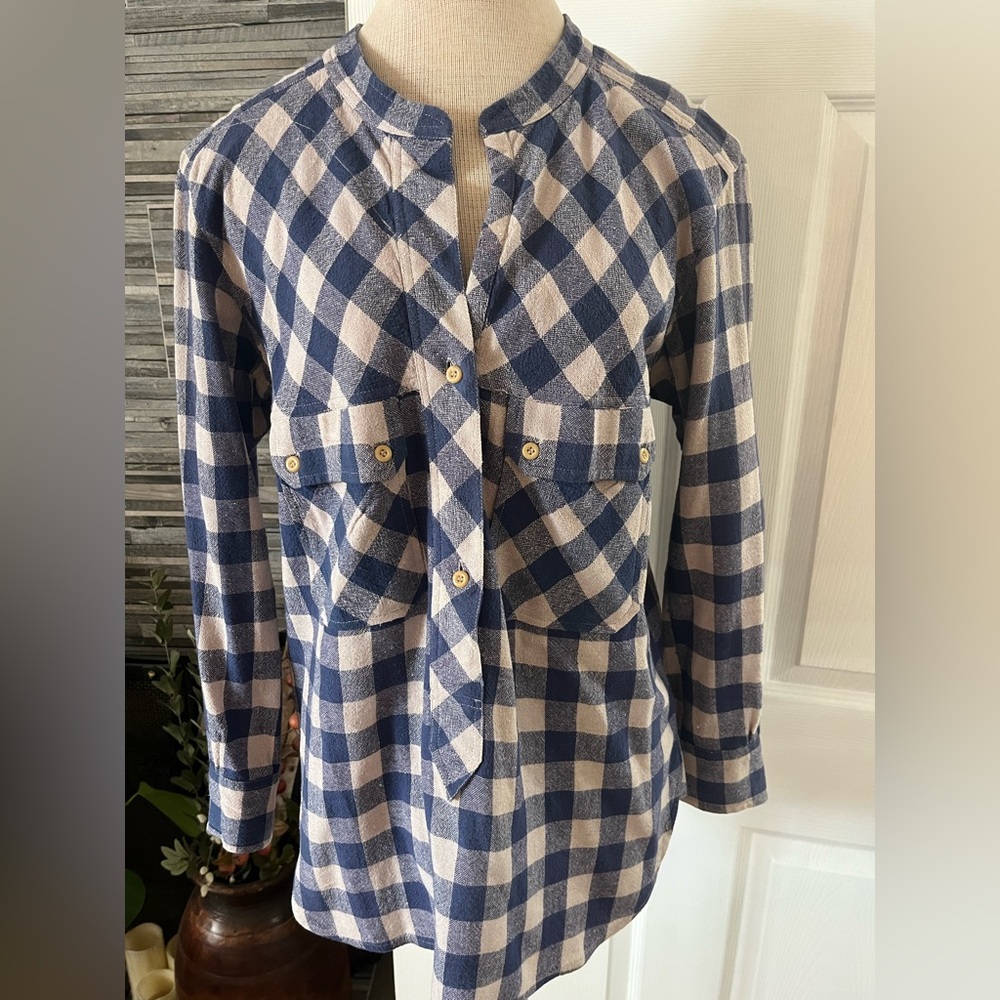 Isabel Marant Étoile Navy and White Plaid Top